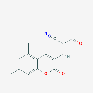 3-(5,7-Dimethyl-2-oxo(2H-chromen-3-YL))-2-(2,2-dimethylpropanoyl)prop-2-enenitrile