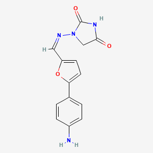 molecular formula C14H12N4O3 B1233966 1-[(Z)-[5-(4-aminophenyl)furan-2-yl]methylideneamino]imidazolidine-2,4-dione 