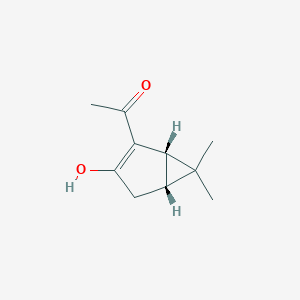 molecular formula C10H14O2 B123397 Bicyclo[3.1.0]hexan-3-one, 2-(1-hydroxyethylidene)-6,6-dimethyl-, (1S,5R)- CAS No. 156145-74-3