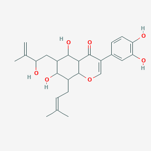 molecular formula C25H32O7 B12339705 3-(3,4-Dihydroxyphenyl)-5,7-dihydroxy-6-(2-hydroxy-3-methylbut-3-enyl)-8-(3-methylbut-2-enyl)-4a,5,6,7,8,8a-hexahydrochromen-4-one 