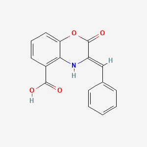 molecular formula C16H11NO4 B1233972 (Z)-3,4-Dihydro-2-oxo-3-(phenylmethylene)-2H-1,4-benzoxazine-5-carboxylic acid CAS No. 143651-44-9