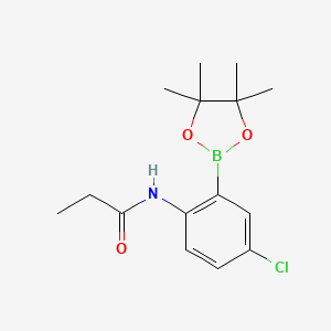 molecular formula C15H21BClNO3 B12339749 N-(4-chloro-2-(4,4,5,5-tetramethyl-1,3,2-dioxaborolan-2-yl)phenyl)propionamide 