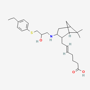 molecular formula C27H41NO3S B1233975 (E)-7-[3-[[3-(4-ethylphenyl)sulfanyl-2-hydroxypropyl]amino]-6,6-dimethyl-2-bicyclo[3.1.1]heptanyl]hept-5-enoic acid 