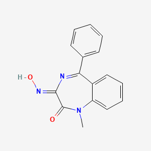 molecular formula C16H13N3O2 B12339845 (3Z)-3-(hydroxyimino)-1-methyl-5-phenyl-2,3-dihydro-1H-1,4-benzodiazepin-2-one 