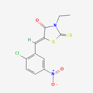 molecular formula C12H9ClN2O3S2 B12339883 (Z)-5-(2-chloro-5-nitrobenzylidene)-3-ethyl-2-thioxothiazolidin-4-one 