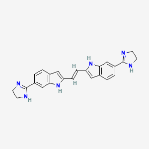 molecular formula C24H22N6 B1233989 6-(4,5-dihydro-1H-imidazol-2-yl)-2-[(E)-2-[6-(4,5-dihydro-1H-imidazol-2-yl)-1H-indol-2-yl]vinyl]-1H-indole 