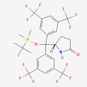 molecular formula C27H27F12NO2Si B12339926 (S)-5-(bis(3,5-bis(trifluoromethyl)phenyl)((tert-butyldimethylsilyl)oxy)methyl)pyrrolidin-2-one 