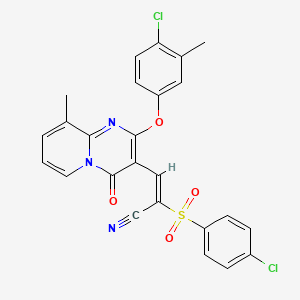 (E)-3-[2-(4-chloro-3-methylphenoxy)-9-methyl-4-oxopyrido[1,2-a]pyrimidin-3-yl]-2-(4-chlorophenyl)sulfonylprop-2-enenitrile