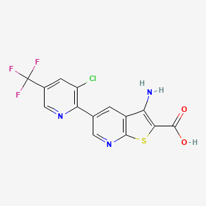 molecular formula C14H7ClF3N3O2S B12339961 3-Amino-5-[3-chloro-5-(trifluoromethyl)pyridin-2-yl]thieno[2,3-b]pyridine-2-carboxylic acid 