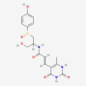 (E)-N-[1-hydroxy-3-(4-hydroxyphenyl)sulfinylpropan-2-yl]-3-(6-methyl-2,4-dioxo-1H-pyrimidin-5-yl)prop-2-enamide