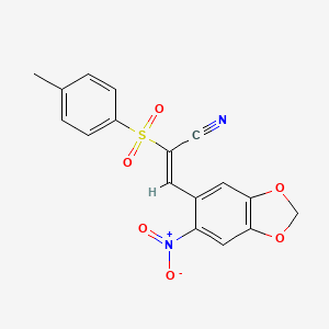 molecular formula C17H12N2O6S B12339981 (E)-2-(4-methylphenyl)sulfonyl-3-(6-nitro-1,3-benzodioxol-5-yl)prop-2-enenitrile 