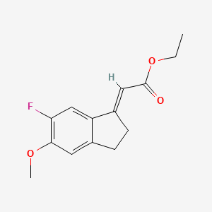 molecular formula C14H15FO3 B12340016 Ethyl 2-(6-fluoro-5-methoxy-2,3-dihydro-1H-inden-1-ylidene)acetate 