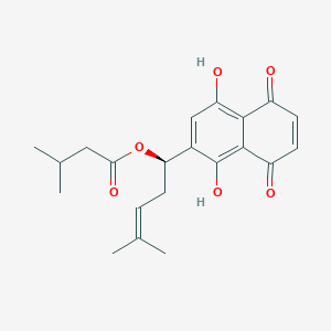 molecular formula C21H24O6 B12340056 [(1R)-1-(1,4-dihydroxy-5,8-dioxonaphthalen-2-yl)-4-methylpent-3-enyl] 3-methylbutanoate 