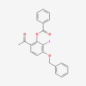 molecular formula C22H17IO4 B12340135 6-Acetyl-3-(benzyloxy)-2-iodophenyl benzoate 