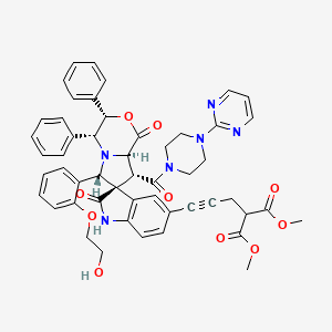 dimethyl 2-[3-[(3S,3'S,4'R,6'S,8'R,8'aR)-6'-[2-(2-hydroxyethoxy)phenyl]-1',2-dioxo-3',4'-diphenyl-8'-(4-pyrimidin-2-ylpiperazine-1-carbonyl)spiro[1H-indole-3,7'-4,6,8,8a-tetrahydro-3H-pyrrolo[2,1-c][1,4]oxazine]-5-yl]prop-2-ynyl]propanedioate