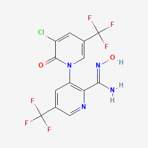 molecular formula C13H7ClF6N4O2 B12340233 3-chloro-N-hydroxy-2-oxo-5,5'-bis(trifluoromethyl)-2H-[1,3'-bipyridine]-2'-carboximidamide 