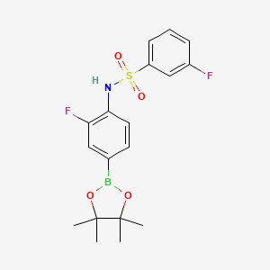 molecular formula C18H20BF2NO4S B12340240 3-fluoro-N-(2-fluoro-4-(4,4,5,5-tetramethyl-1,3,2-dioxaborolan-2-yl)phenyl)benzenesulfonamide 