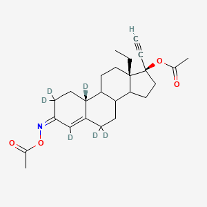 molecular formula C25H33NO4 B12340260 [(3Z,10R,13S,17R)-3-acetyloxyimino-2,2,4,6,6,10-hexadeuterio-13-ethyl-17-ethynyl-7,8,9,11,12,14,15,16-octahydro-1H-cyclopenta[a]phenanthren-17-yl] acetate 