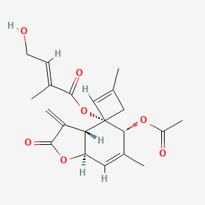 molecular formula C22H28O7 B12340271 [(3aR,4R,6Z,9S,10Z,11aR)-9-acetyloxy-6,10-dimethyl-3-methylidene-2-oxo-3a,4,5,8,9,11a-hexahydrocyclodeca[b]furan-4-yl] (E)-4-hydroxy-2-methylbut-2-enoate 