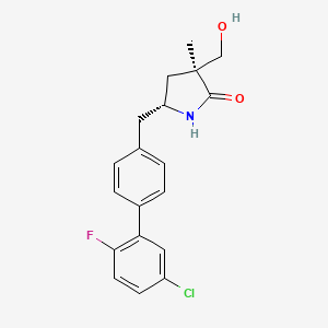 molecular formula C19H19ClFNO2 B12340276 2-Pyrrolidinone, 5-[(5'-chloro-2'-fluoro[1,1'-biphenyl]-4-yl)methyl]-3-(hydroxymethyl)-3-methyl-, (3S,5R)- 