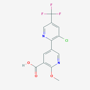 molecular formula C13H8ClF3N2O3 B12340298 3-Chloro-6'-methoxy-5-(trifluoromethyl)-[2,3'-bipyridine]-5'-carboxylic acid 