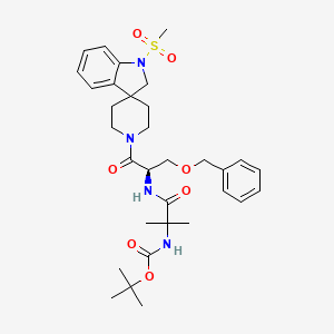 Carbamic acid, N-[2-[[(1R)-2-[1,2-dihydro-1-(methylsulfonyl)spiro[3H-indole-3,4'-piperidin]-1'-yl]-2-oxo-1-[(phenylmethoxy)methyl]ethyl]amino]-1,1-dimethyl-2-oxoethyl]-, 1,1-dimethylethyl ester