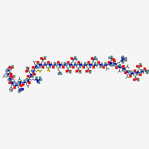 (4S)-5-[[(2S)-5-amino-1-[[(2S)-1-[[(2S)-1-[[(2S)-1-[[(2S)-5-amino-1-[[(2S)-1-[[(2S)-1-[[(2S)-1-[[(2S)-4-amino-1-[[(2S)-1-[[(2S)-1-[[(2S)-1-[[(2S)-1-[[(2S)-1-[[(2S)-1-[[(2S)-1-amino-1-oxopropan-2-yl]amino]-4-carboxy-1-oxobutan-2-yl]amino]-4-carboxy-1-oxobutan-2-yl]amino]-4-methyl-1-oxopentan-2-yl]amino]-4-methyl-1-oxopentan-2-yl]amino]-4-methyl-1-oxopentan-2-yl]amino]-5-carbamimidamido-1-oxopentan-2-yl]amino]-1,4-dioxobutan-2-yl]amino]-4-methyl-1-oxopentan-2-yl]amino]-1-oxopropan-2-yl]amino]-1-oxopropan-2-yl]amino]-1,5-dioxopentan-2-yl]amino]-4-carboxy-1-oxobutan-2-yl]amino]-1-oxopropan-2-yl]amino]-4-carboxy-1-oxobutan-2-yl]amino]-1,5-dioxopentan-2-yl]amino]-4-[[(2S)-2-[[(2S)-6-amino-2-[[(2S)-2-[[(2S)-2-[[(2S)-2-[[(2S)-2-[[(2S)-2-[[(2S)-2-[[(2S)-2-[[(2S)-2-[[(2S)-2-[[(2S)-2-[[(2S)-2-[[(2S,3R)-2-[[(2S)-2-[[(2S)-2-amino-3-carboxypropanoyl]amino]-4-methylpentanoyl]amino]-3-hydroxybutanoyl]amino]-3-phenylpropanoyl]amino]-3-(1H-imidazol-5-yl)propanoyl]amino]-4-methylpentanoyl]amino]-4-methylpentanoyl]amino]-5-carbamimidamidopentanoyl]amino]-4-carboxybutanoyl]amino]-4-methylsulfanylbutanoyl]amino]-4-methylpentanoyl]amino]-4-carboxybutanoyl]amino]-4-methylsulfanylbutanoyl]amino]propanoyl]amino]hexanoyl]amino]propanoyl]amino]-5-oxopentanoic acid