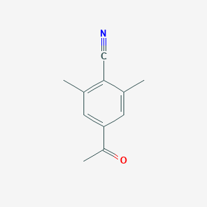 molecular formula C11H11NO B12340382 4-Acetyl-2,6-dimethylbenzonitrile CAS No. 114820-11-0