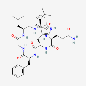 molecular formula C40H56N8O6 B12340423 Glycine,N-(2-amino-4-methylpentyl)-N-methyl-L-leucyl-L-glutaminyl-L-tryptophyl-L-phenylalanyl-, cyclic (51)-peptide 