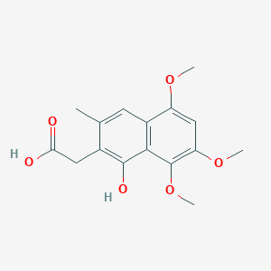 molecular formula C16H18O6 B12340454 2-(1-Hydroxy-5,7,8-trimethoxy-3-methylnaphthalen-2-yl)acetic acid 