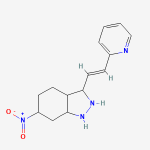 molecular formula C14H18N4O2 B12340456 1H-Indazole, 6-nitro-3-[(1E)-2-(2-pyridinyl)ethenyl]- 