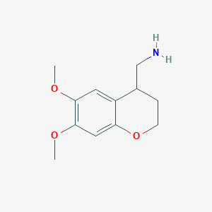 molecular formula C12H17NO3 B12340474 2H-1-Benzopyran-4-methanamine, 3,4-dihydro-6,7-dimethoxy- 