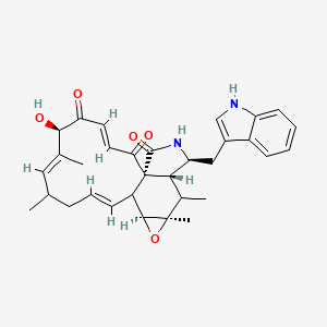 molecular formula C32H36N2O5 B1234048 (1R,3E,6R,7E,11E,14S,16R,18R,19S)-6-hydroxy-19-(1H-indol-3-ylmethyl)-7,9,16,17-tetramethyl-15-oxa-20-azatetracyclo[11.8.0.01,18.014,16]henicosa-3,7,11-triene-2,5,21-trione 