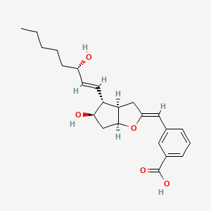 molecular formula C23H30O5 B1234050 3-[(Z)-[(3aR,4R,5R,6aS)-5-hydroxy-4-[(E,3S)-3-hydroxyoct-1-enyl]-3,3a,4,5,6,6a-hexahydrocyclopenta[b]furan-2-ylidene]methyl]benzoic acid CAS No. 109010-68-6