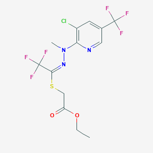 ethyl 2-{[(1E)-1-{2-[3-chloro-5-(trifluoromethyl)pyridin-2-yl]-2-methylhydrazin-1-ylidene}-2,2,2-trifluoroethyl]sulfanyl}acetate