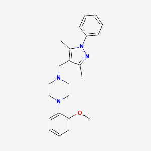 molecular formula C23H28N4O B12340658 1-((3,5-Dimethyl-1-phenyl-1H-pyrazol-4-yl)methyl)-4-(2-methoxyphenyl)piperazine 