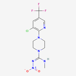 molecular formula C12H14ClF3N6O2 B12340665 (E)-4-[3-chloro-5-(trifluoromethyl)pyridin-2-yl]-N-methyl-N'-nitropiperazine-1-carboximidamide 