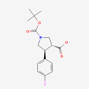 molecular formula C16H19INO4- B12340676 1,3-Pyrrolidinedicarboxylic acid, 4-(4-iodophenyl)-, 1-(1,1-dimethylethyl) ester, (3R,4S)-rel- 