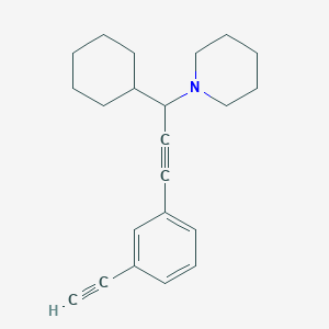 molecular formula C22H27N B12340681 1-(1-Cyclohexyl-3-(3-ethynylphenyl)prop-2-yn-1-yl)piperidine 