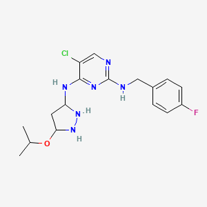 molecular formula C17H22ClFN6O B12340705 5-chloro-2-N-[(4-fluorophenyl)methyl]-4-N-(5-propan-2-yloxypyrazolidin-3-yl)pyrimidine-2,4-diamine 