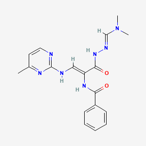 N-[(Z)-3-[(2E)-2-(dimethylaminomethylidene)hydrazinyl]-1-[(4-methylpyrimidin-2-yl)amino]-3-oxoprop-1-en-2-yl]benzamide