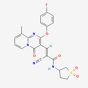 molecular formula C23H19FN4O5S B1234084 (E)-2-cyano-N-(1,1-dioxothiolan-3-yl)-3-[2-(4-fluorophenoxy)-9-methyl-4-oxopyrido[1,2-a]pyrimidin-3-yl]prop-2-enamide 