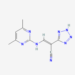 molecular formula C10H10N8 B12340858 (E)-3-[(4,6-dimethylpyrimidin-2-yl)amino]-2-(2H-tetrazol-5-yl)prop-2-enenitrile 