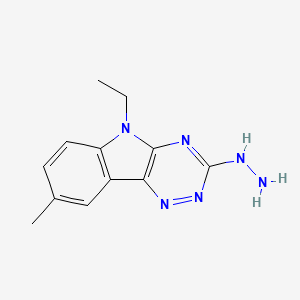 molecular formula C12H14N6 B1234088 (5-Ethyl-8-methyl-[1,2,4]triazino[5,6-b]indol-3-yl)hydrazine 