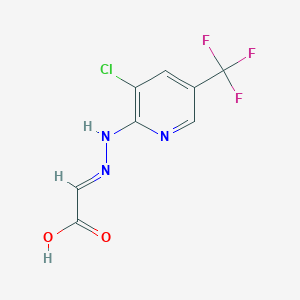 molecular formula C8H5ClF3N3O2 B12340891 (2E)-2-[[3-chloro-5-(trifluoromethyl)pyridin-2-yl]hydrazinylidene]acetic acid 