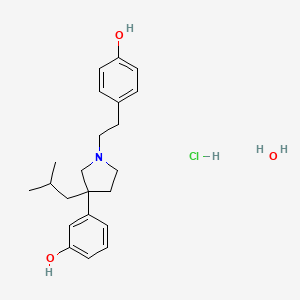 molecular formula C22H32ClNO3 B12340902 3-{1-[2-(4-Hydroxyphenyl)ethyl]-3-isobutylpyrrolidin-3-yl}phenol hydrochloride hydrate CAS No. 64047-90-1