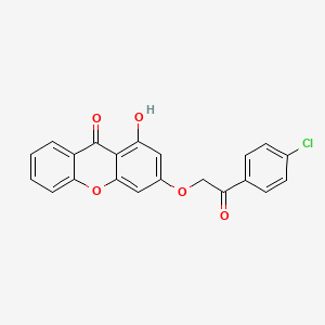 molecular formula C21H13ClO5 B1234105 3-[2-(4-Chlorophenyl)-2-oxoethoxy]-1-hydroxy-9-xanthenone 