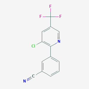 molecular formula C13H6ClF3N2 B12341146 3-(3-Chloro-5-(trifluoromethyl)pyridin-2-yl)benzonitrile 