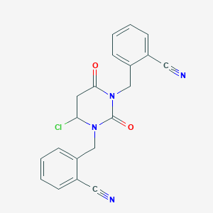 2-[[6-Chloro-3-[(2-cyanophenyl)methyl]-2,4-dioxo-1,3-diazinan-1-yl]methyl]benzonitrile