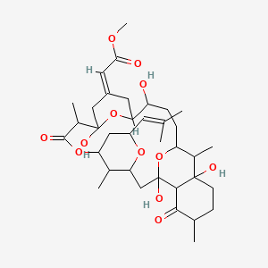 molecular formula C36H54O12 B1234122 methyl (2E)-2-[1,11,16,21-tetrahydroxy-10,20,24,29-tetramethyl-5-(2-methylprop-1-enyl)-9,25-dioxo-4,8,27,28-tetraoxapentacyclo[17.7.1.13,7.111,15.021,26]nonacosan-13-ylidene]acetate 